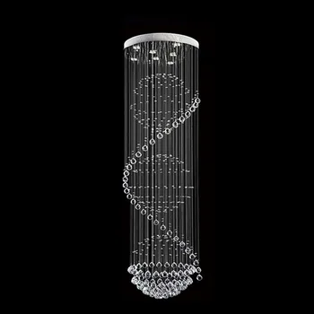 Modern Kristal Tavan Lambası Kristal Lustres Sala De Işık MC0546 D500mm H2750mm 7 tüp ışık Ampuller ile Uzun Tavan Aydınlatma Armatürü